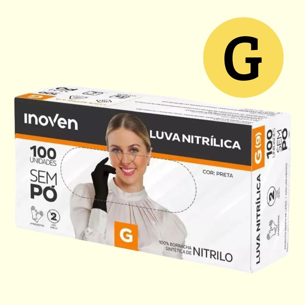 LUVA NITRILICA PRETA G C100 INOVEN