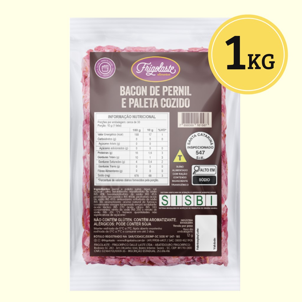 BACON EM CUBOS 1 KG FRIGOLASTE
