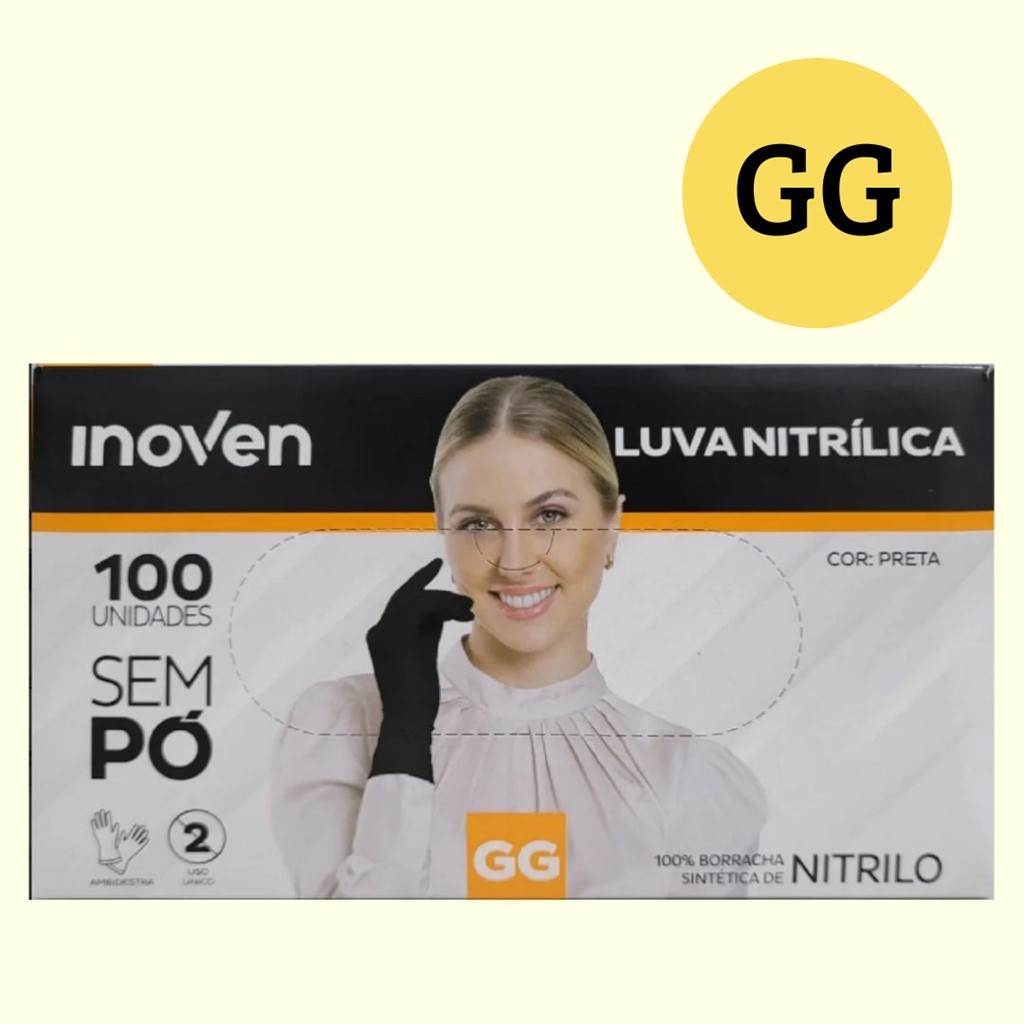 LUVA NITRILICA PRETA GG C100 INOVEN